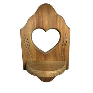 Vintage‎ Wood Heart Cutout Wheat Decor Trinket Shelf County Hanging Wall Art